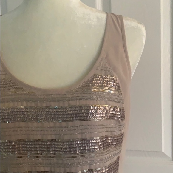 Express Tan/Bronze Sequin Dressy Tank - Picture 6 of 7